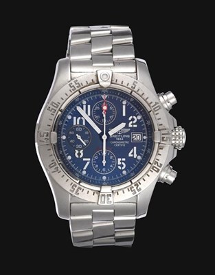 Lot 2173 - A Stainless Steel Automatic Calendar Chronograph Wristwatch, signed Breitling, Chronometer...