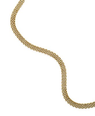 Lot 2175 - A 9 Carat Gold Fancy Link Necklace, formed of yellow brick links, length 43.5cm see illustration