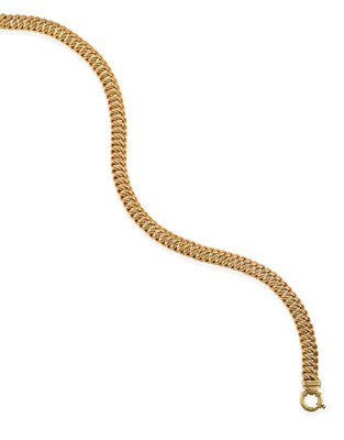 Lot 2184 - A Fancy Link Necklace, the yellow double curb links to a bolt ring catch, length 45.5cm see...