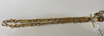 Lot 2217 - A Figaro Albert Chain and Seal Fob, the plain polished Albert suspending a smoky quartz...
