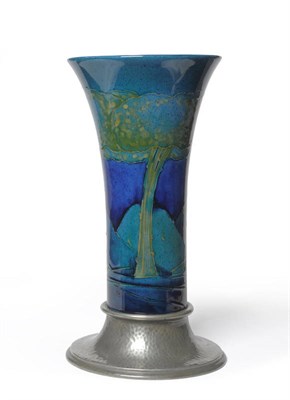 Lot 1720 - A William Moorcroft Moonlit Blue Pattern Trumpet Vase, circa 1925, of flared trumpet form,...