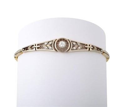 Lot 2266 - A French Diamond Bracelet, circa 1910, an old cut diamond in a white millegrain setting to a...