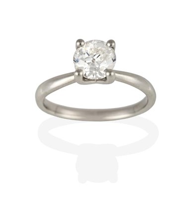 Lot 2280 - A Platinum Diamond Solitaire Ring, the round brilliant cut diamond in a four claw setting, to a...