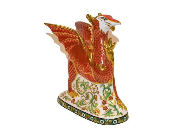 Lot 5 - Royal Crown Derby: Welsh Dragon paperweight, No. 22/950, with gold stopper and certificate,...