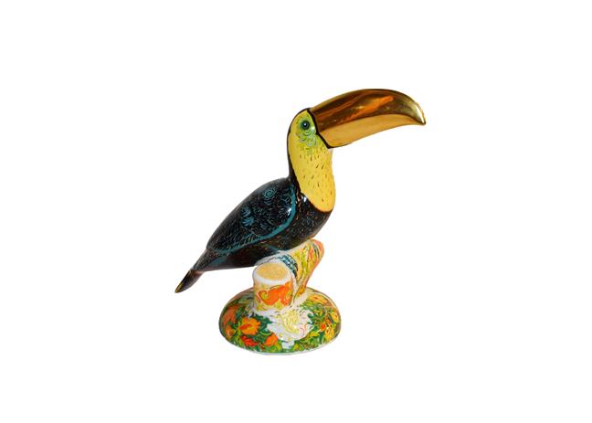 Lot 13 - Royal Crown Derby Paperweight: Golden Rio Toucan No. 16/67, 18cm high, with gold stopper, box...