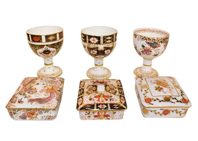 Lot 32 - Royal Crown Derby Imari: Two goblets pattern numbers 1128 and 2451, an Olde Avesbury goblet, a pair