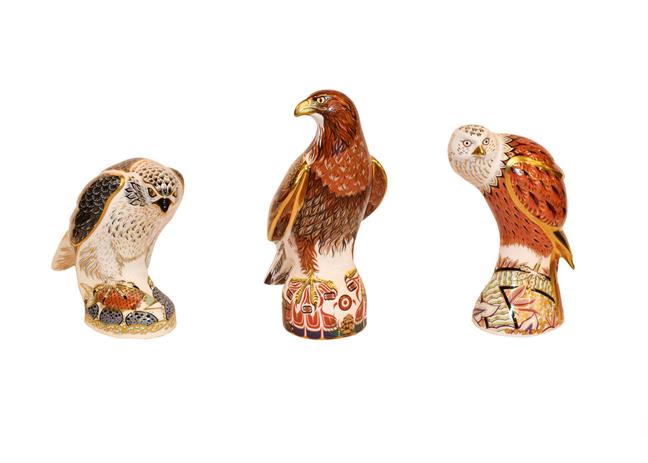 Lot 33 - Royal Crown Derby: Birds of Prey collection, a group of seven paperweights comprising: Buzzard, No.