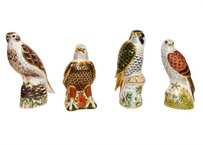 Lot 33 - Royal Crown Derby: Birds of Prey collection, a group of seven paperweights comprising: Buzzard, No.