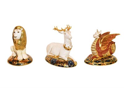 Lot 35 - Royal Crown Derby: Heraldic Lion paperweight, No. 163/2000, by Louise Adams, The White Hart...