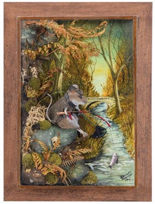 Lot 198 - Taxidermy: Anthropomorphic Fishing Mouse, circa 2020, by A.J. Armitstead, Taxidermist & Naturalist