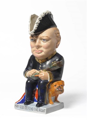 Lot 1753 - A Clarice Cliff "Winston Churchill" Toby Jug, circa 1940, modelled as the First Sea Lord seated...