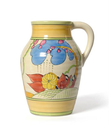 Lot 1754 - A Clarice Cliff "Moonlight" Fantasque Bizarre Isis Single-Handled Lotus Jug, painted with a...