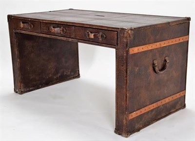 Lot 287 - Animal Furniture: A Crocodile Embossed Leather Partners Desk, circa late 20th century, a superb...