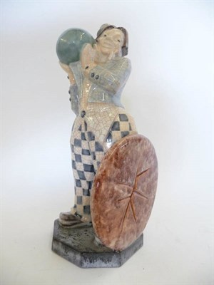 Lot 1759 - An Art Deco French Crackelure Glaze Pottery Clown, modelled by A.Godard and produced by Marcel...