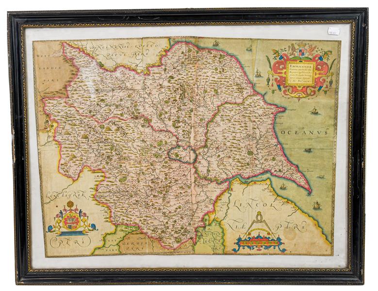 Lot 11 - Saxton (Christopher). Eboracensis comitatus, [London], 1577 [i.e. 1579]. Engraved map of...