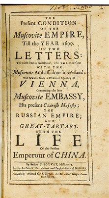 Lot 23 - Crull (Jodocus, editor). The Present Condition of the Muscovite Empire till the Year 1699. In...