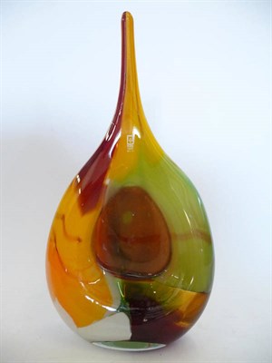 Lot 1765 - A Mdina Glass Sunset Vase, in orange, green, red and white, signed Mdina glass 09 AFR339,...