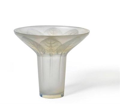 Lot 1767 - A Rene Lalique Opalescent, Clear, Frosted Glass "Violettes" Vase, No. 930, designed 1921,...