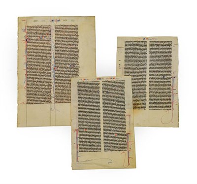 Lot 130 - Bible (Latin). Single leaf from Jeremiah XLI-XLIII, probably Paris, c.1300, manuscript in brown ink