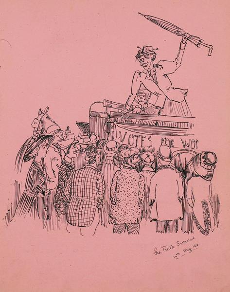 Lot 143 - Suffragettes. Album of autographs and sketches, 1910-15. 4to (226 x 176 mm), contemporary...
