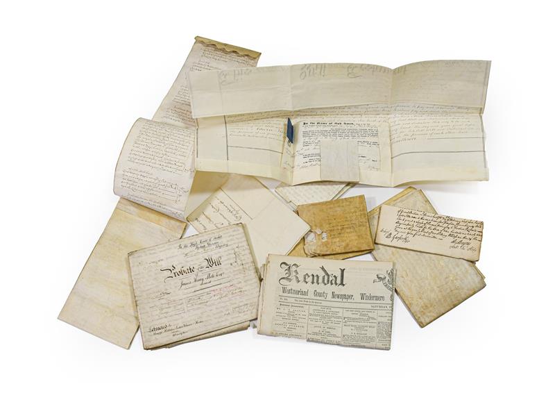 Lot 146 - Vellum documents. Small group of vellum documents, 17th-19th century, comprising: 1) Inventory...