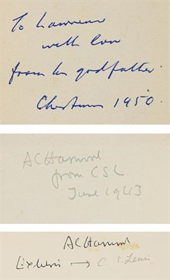 Lot 198 - Lewis (C. S., 1898-1963). Group of presentation copies to Cecil Harwood, 1942-62, comprising:  1) A