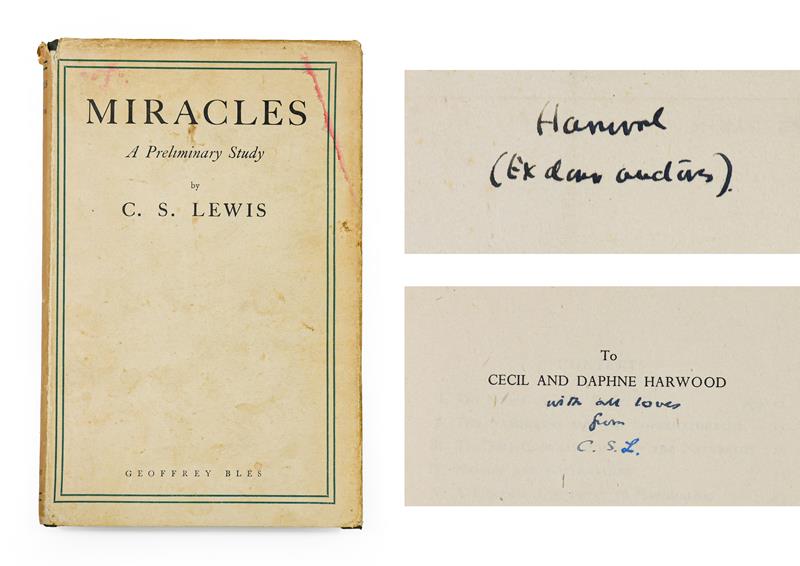 Lot 200 - Lewis (C. S., 1898-1963). Miracles. A Preliminary Study, London: Geoffrey Bles, 1947. 8vo, original
