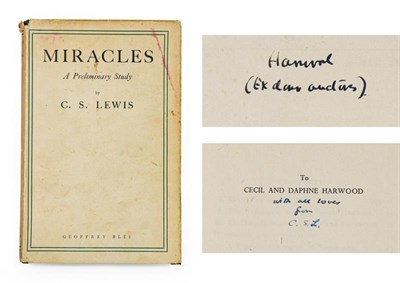 Lot 200 - Lewis (C. S., 1898-1963). Miracles. A Preliminary Study, London: Geoffrey Bles, 1947. 8vo, original