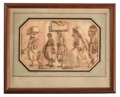 Lot 1006 - Dutch School (18th century) Peasants transporting belongings Ink and wash on paper, 13cm by...