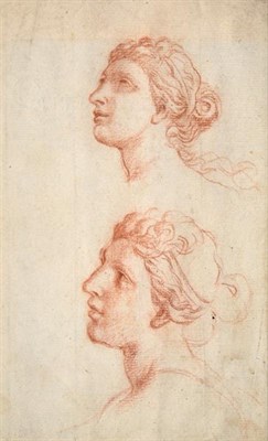 Lot 1008 - French School (17th/18th century) Head studies of a lady Red chalk, 18cm by 11cm  See illustration