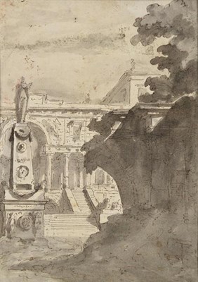 Lot 1011 - Giuseppe Bernardino Bison (1762-1844) Italian  Venetian architecture and monument  Ink and...