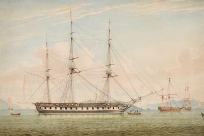 Lot 1012 - Attributed to John Christian Schetky (1778-1874)  H.M.S. Spartan, at anchor off Malta  (c.1815)...