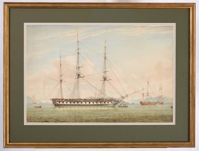 Lot 1012 - Attributed to John Christian Schetky (1778-1874)  H.M.S. Spartan, at anchor off Malta  (c.1815)...