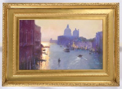 Lot 1015 - Bob Richardson PS (b.1938) Venetian canal at dusk  Signed, pastel, 59cm by 99cm   See illustration