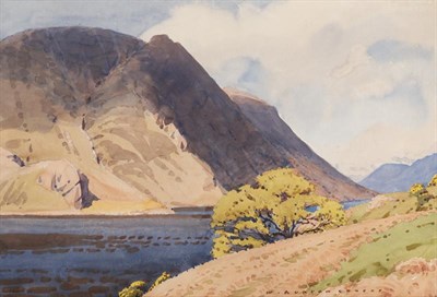 Lot 1016 - William Heaton Cooper RI (1903-1995) ''Crummock Water & Melbreak''  Signed, pencil and watercolour