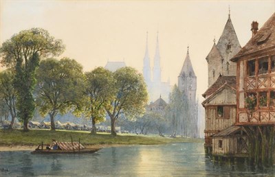 Lot 1017 - William Wyld RI (1806-1889)  Nuremberg - Morning (1877)  Signed, watercolour, 22.5cm by 34.5cm...