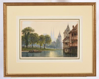 Lot 1017 - William Wyld RI (1806-1889)  Nuremberg - Morning (1877)  Signed, watercolour, 22.5cm by 34.5cm...
