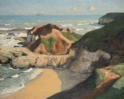 Lot 1041 - Reginald Grange Brundrit (1883-1966) Extensive view of a coastline  Signed and indistinctly...