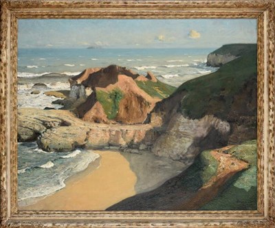 Lot 1041 - Reginald Grange Brundrit (1883-1966) Extensive view of a coastline  Signed and indistinctly...