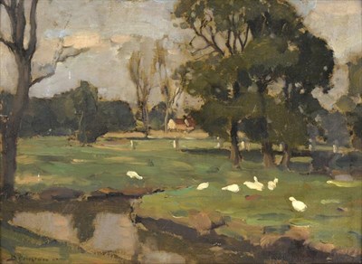 Lot 1041A - Bertram Priestman RA, ROI, NEAC, IS (1868-1951) Duck Pond  Signed and indistictly dated, (19)...