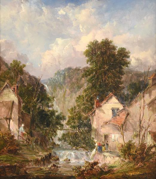 Lot 1056 - Alfred Vickers (1786-1868) ''Mountain stream at Ambleside, Westmorland'' Signed, inscribed and...