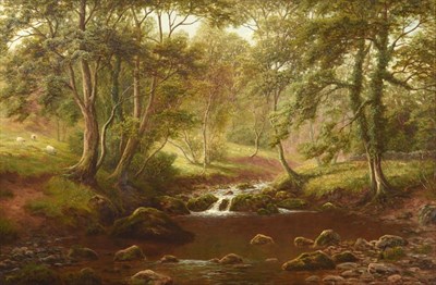 Lot 1061 - William Mellor (1851-1931) River landscape with sheep Oil on canvas, 48cm by 73.5cm  See...