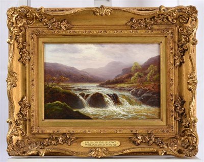 Lot 1063 - William Mellor (1851-1931) ''Falls on the Llugwy'' Signed, inscribed verso, oil on board, 19cm...