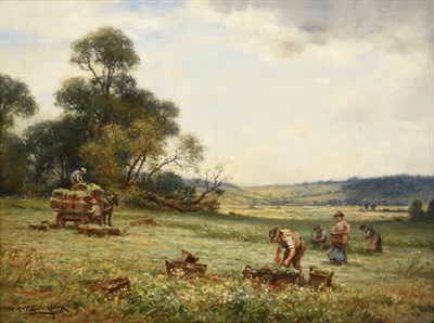 Lot 1069 - William Kay Blacklock (1872-1924) Collecting the harvest Signed, oil on canvas, 44.5cm by 60cm  See