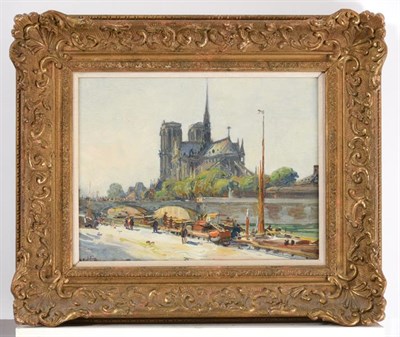 Lot 1070 - Gustave Madelain (1867-1944) French ''Notre Dame de Paris'' Signed, oil on canvas, 24cm by 32cm...