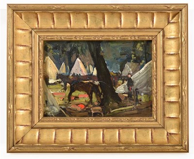 Lot 1072 - Alexander Jamieson (1873-1937) Scottish  ''The Encampment'' Signed and inscribed verso, oil on...