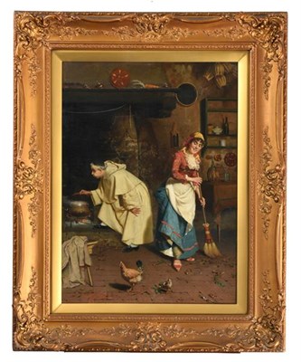 Lot 1078 - L Da Costa (19th century) Italian Spring clean Signed, oil on canvas, 64cm by 46cm