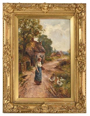 Lot 1079 - Ernest Walbourn (1872-1927) Country girl at a cottage door  Country girl on a farm track  Each...