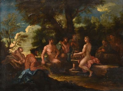 Lot 1085 - Italian School (17th/18th century) Musical recital with Satyrs and other Classical figures  Oil...