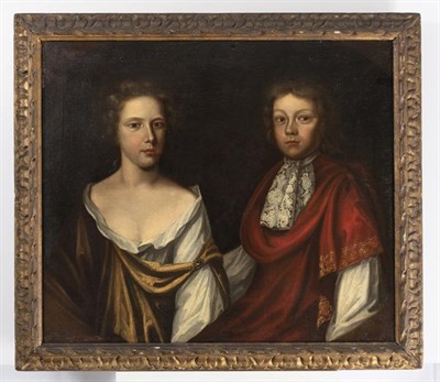 Lot 1089 - Manner of Sir Godfrey Kneller (1646-1723) Double portrait of a young lady and gentleman, half...